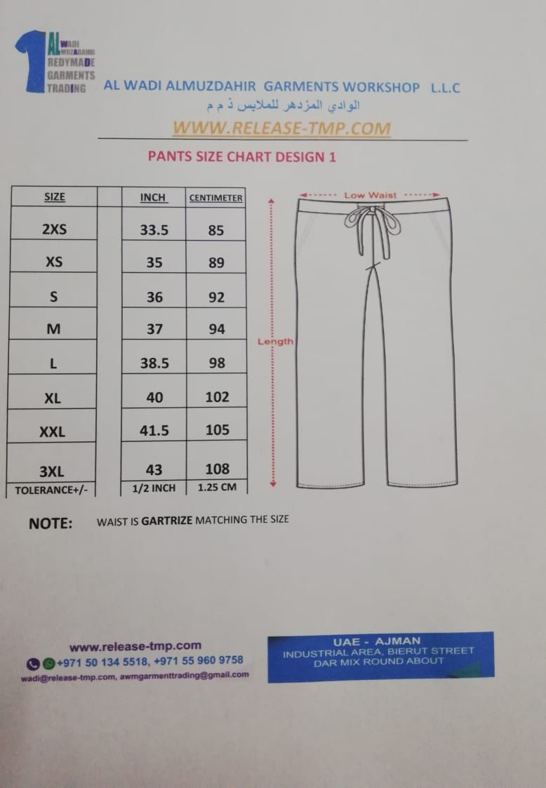 Size Charts - uniforms-uae - Scrub Suit size chart Shirts Size Chart ...